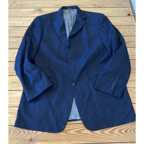 Hart Schaffner Marx Suit Jacket Size 42L Men’s Navy Button Front - Picture 1 of 10